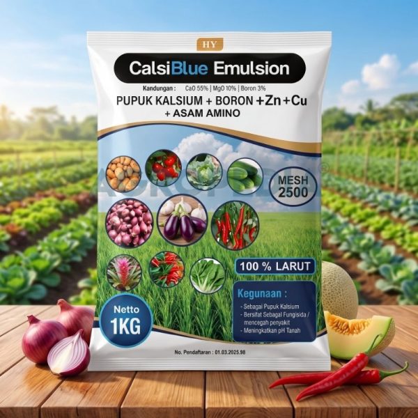 calsiblue-emulsion CalsiBlue Emulsion - Pupuk Kalsium Unggul MESH 2500 Larut Air (1KG) - Pencegah Rontok & Penstabil pH